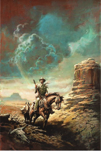 rider with rifle in southwest landscape